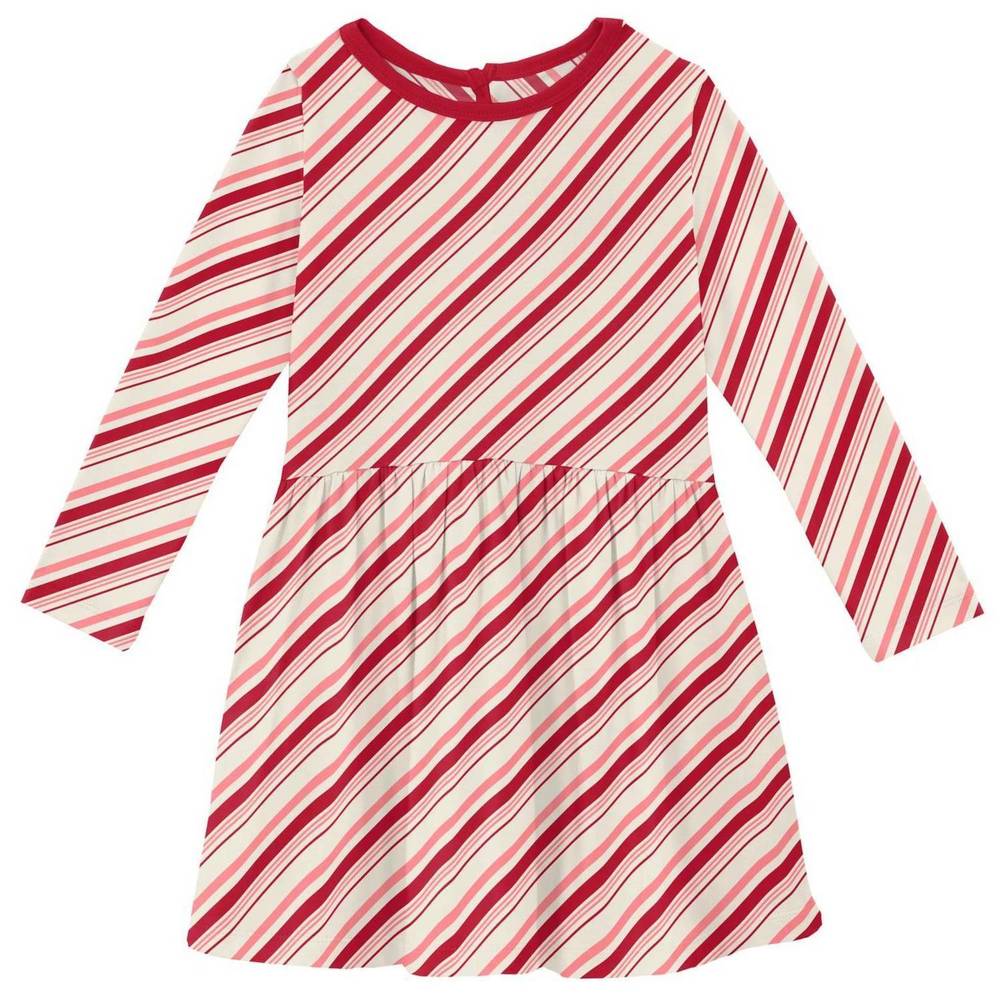 NEW KICKEE kid's print twirl dress in strawberry candy cane